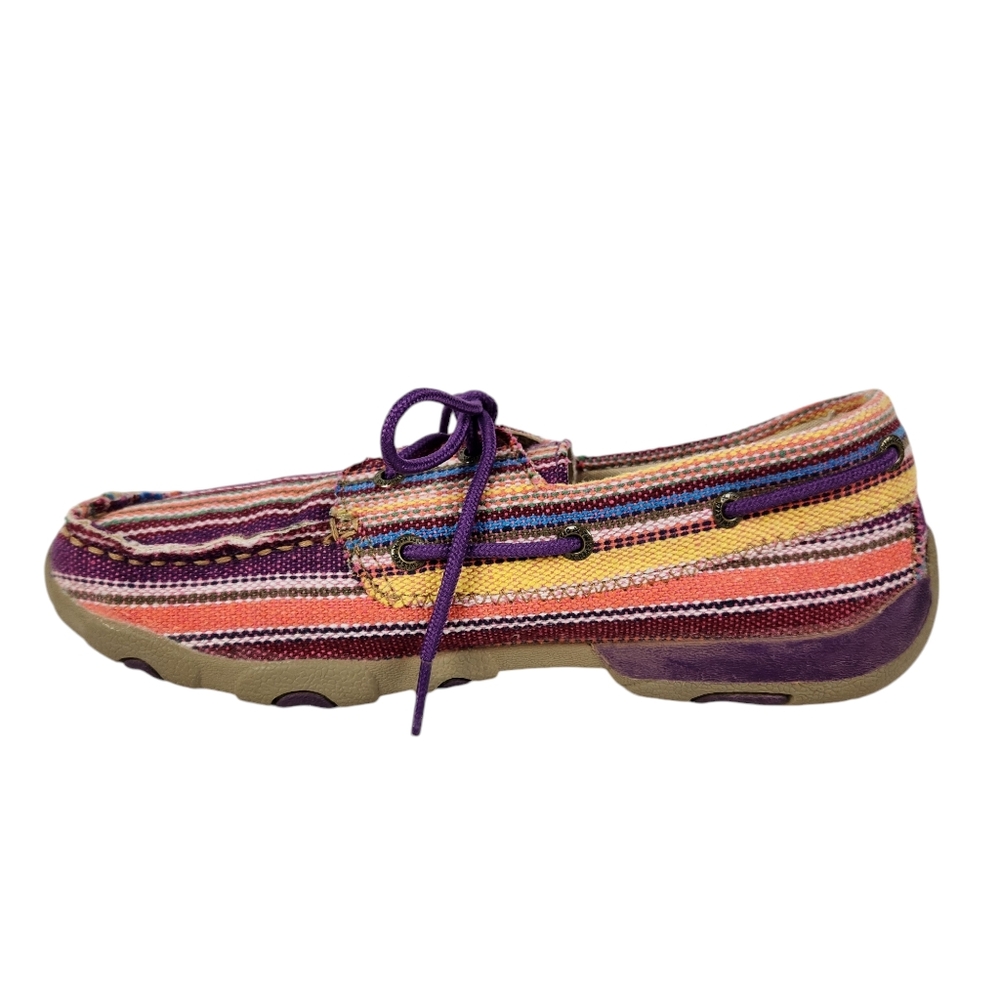 Twisted X Purple Serape Western Boat Deck Casual Lace Up Shoes Women's Size 8 - Picture 4 of 12